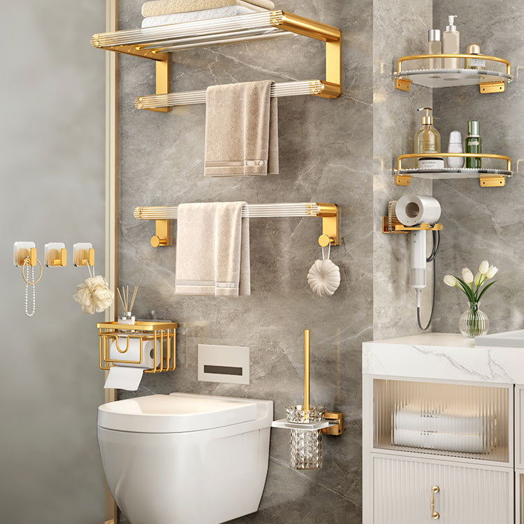 Modern Golden Bathroom Accessory As Individual Or As a Set with Bath Shelf