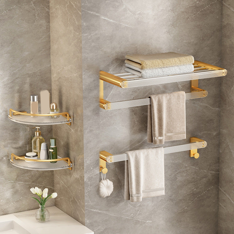 Modern Golden Bathroom Accessory As Individual Or As a Set with Bath Shelf
