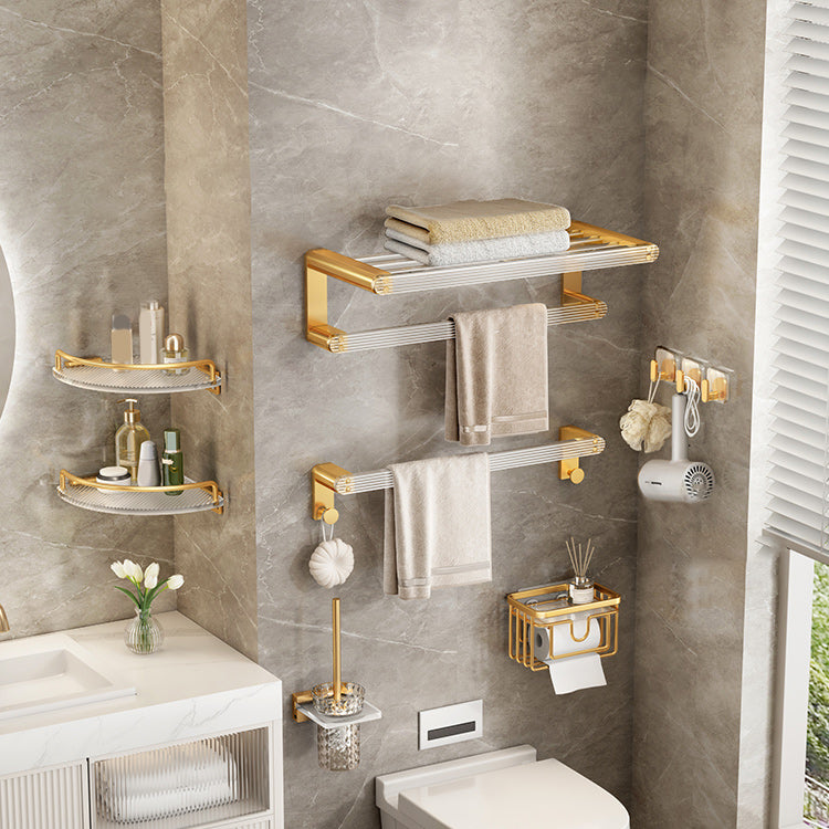 Modern Golden Bathroom Accessory As Individual Or As a Set with Bath Shelf