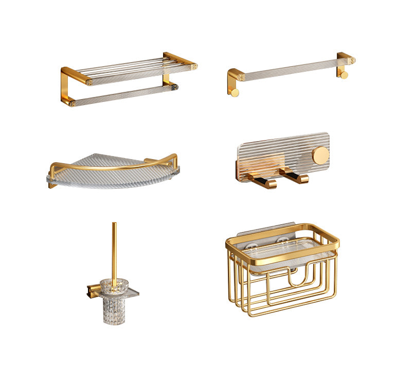Modern Golden Bathroom Accessory As Individual Or As a Set with Bath Shelf