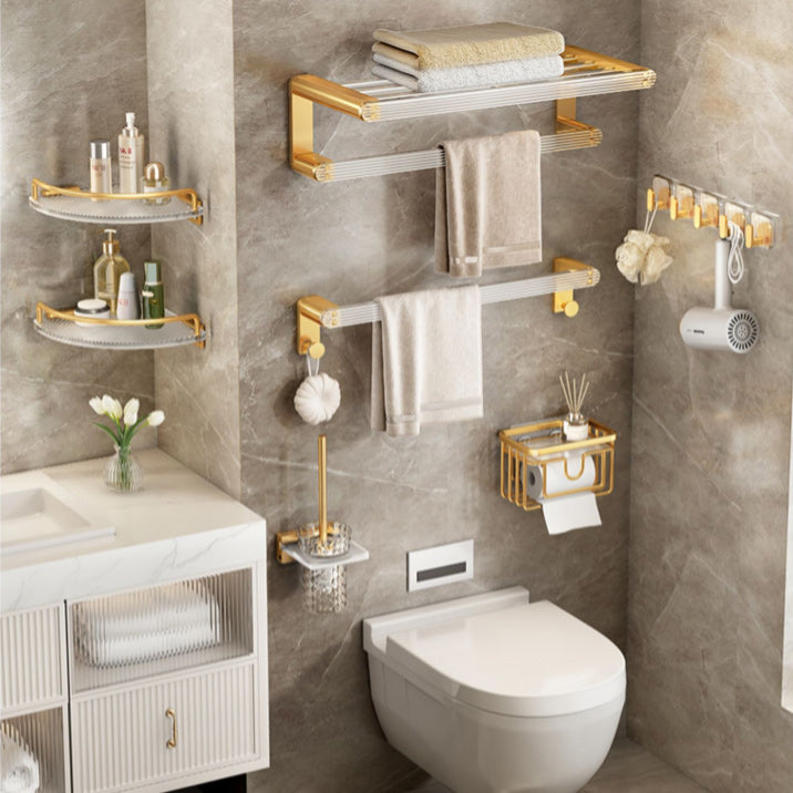 Modern Golden Bathroom Accessory As Individual Or As a Set with Bath Shelf