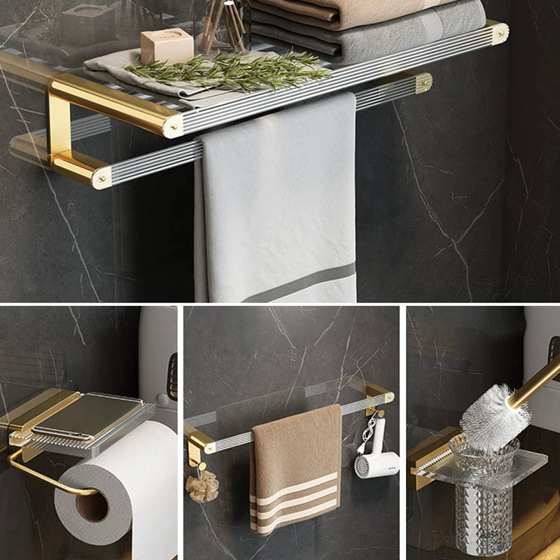 Modern Bathroom Accessory Set Bath Shelf Gold Towel Bar Bath Hardware Set