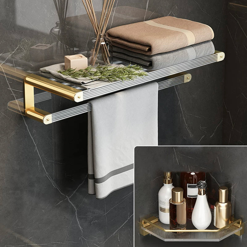 Modern Bathroom Accessory Set Bath Shelf Gold Towel Bar Bath Hardware Set