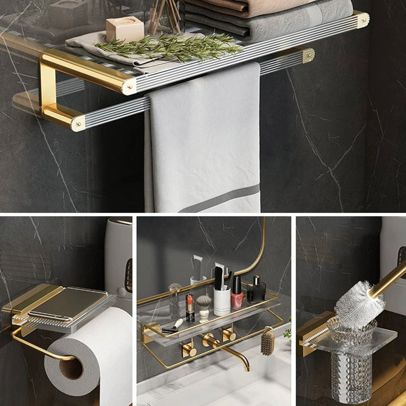 Modern Bathroom Accessory Set Bath Shelf Gold Towel Bar Bath Hardware Set