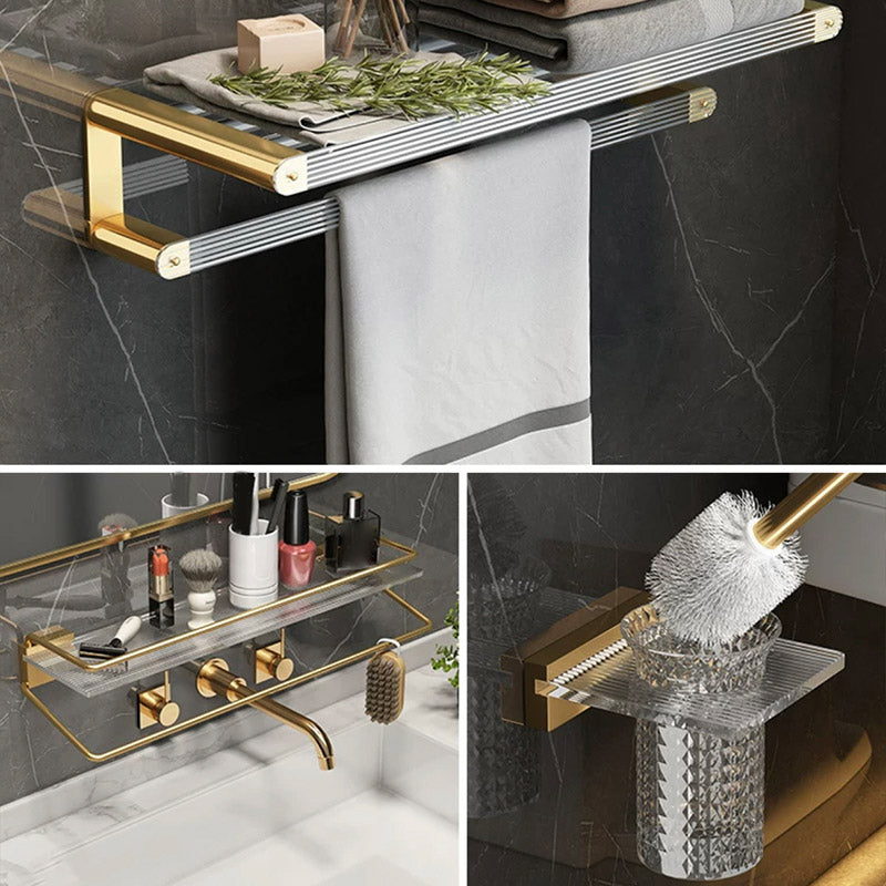 Modern Bathroom Accessory Set Bath Shelf Gold Towel Bar Bath Hardware Set