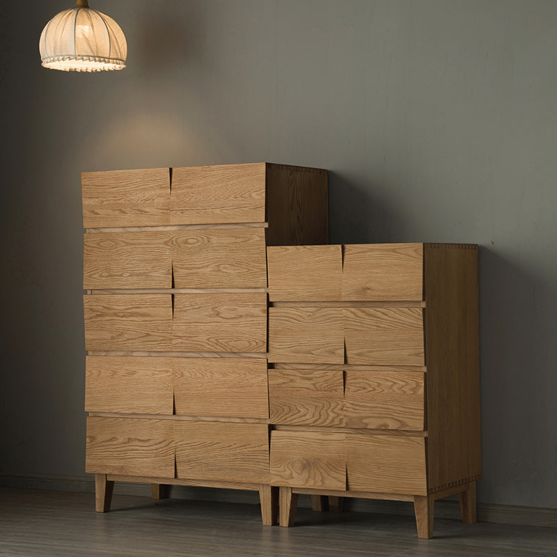 Modern Natural Cabinet with Drawers Solid Wood 16.9" D Chest