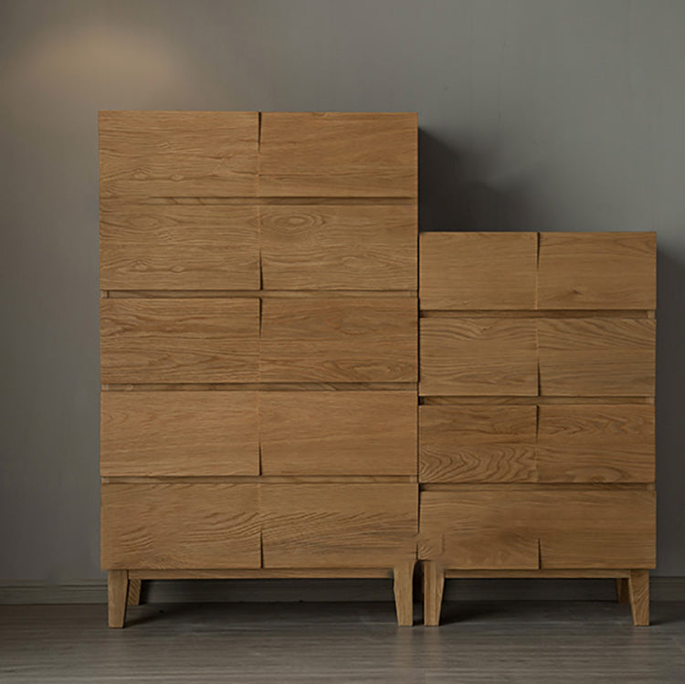 Modern Natural Cabinet with Drawers Solid Wood 16.9" D Chest