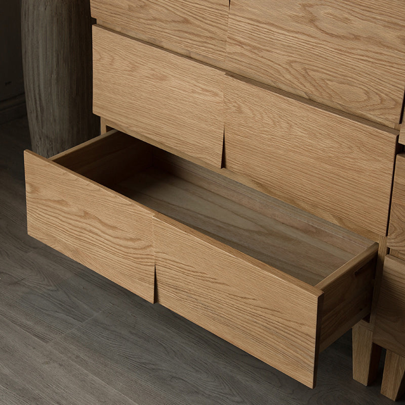 Modern Natural Cabinet with Drawers Solid Wood 16.9" D Chest