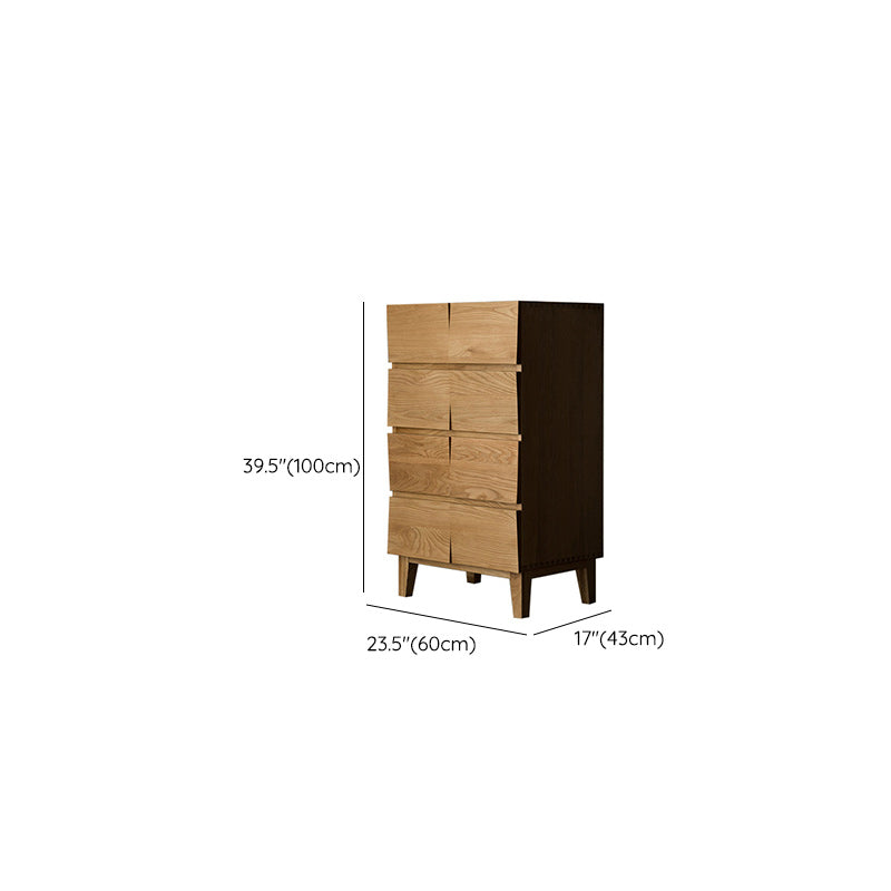Modern Natural Cabinet with Drawers Solid Wood 16.9" D Chest