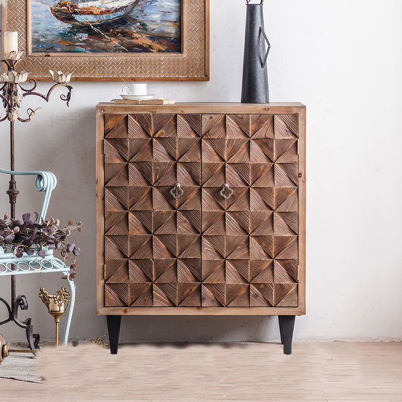 Distressed Wood Accent Chest Industrial Style Solid Wood Cabinet with Drawers