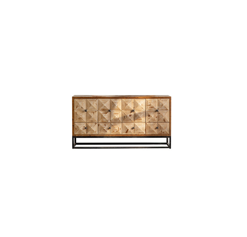 Distressed Wood Accent Chest Industrial Style Solid Wood Cabinet with Drawers