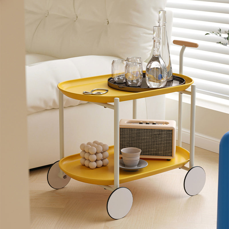 Contemporary Metal Side Table Oval Top Sofa Side Accent Table