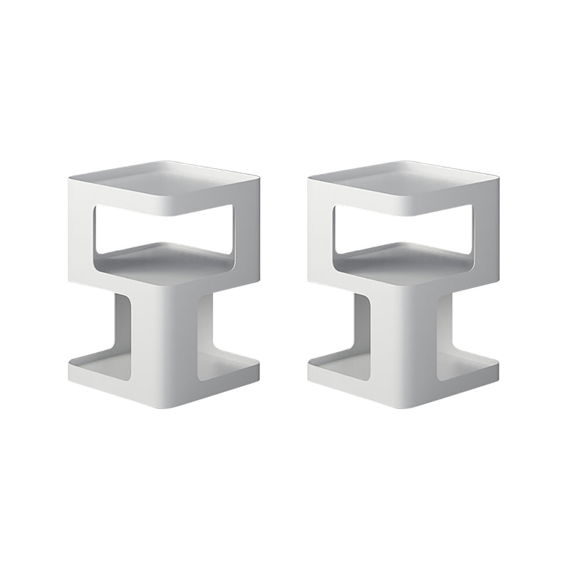 Modernistic Side End Snack Table with Metal Shelves Bedroom Side Table