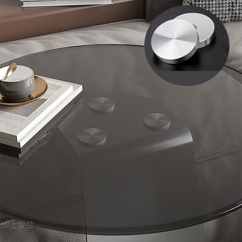 Mid-Century C  Shape Base Round GlassSide Table Luxurious Pedestal End Table