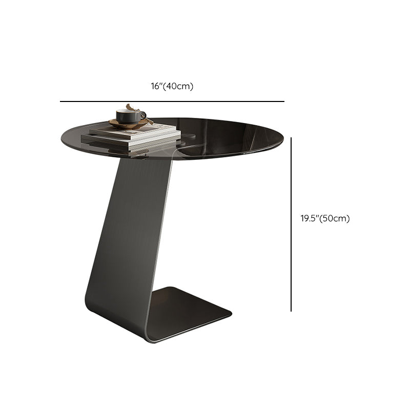 Mid-Century C  Shape Base Round GlassSide Table Luxurious Pedestal End Table