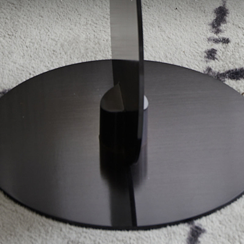 Contemporary Glass Round Top Side Table Metal Pedestal End Table