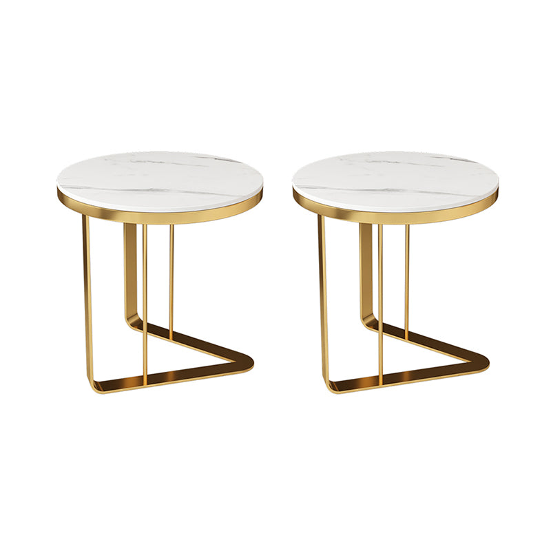 Mid-Century Round Slate Side Table Luxurious Pedestal End Table