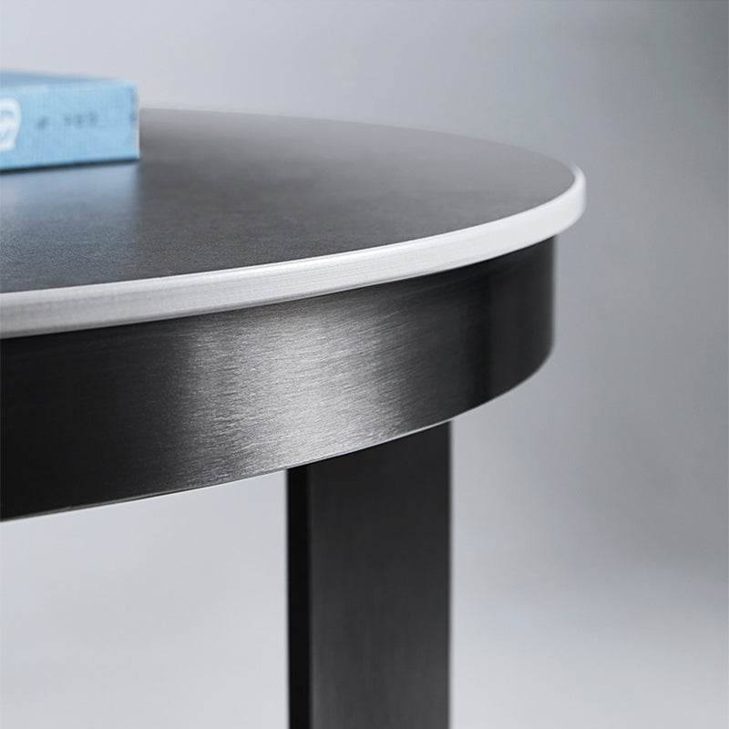 Mid-Century Round Slate Side Table Luxurious Pedestal End Table