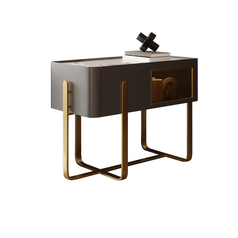 Mid-Century Marble Top Side Accent Table Metal Frame End Table