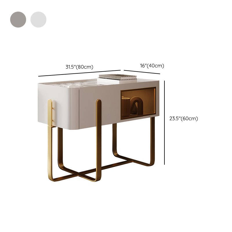 Mid-Century Marble Top Side Accent Table Metal Frame End Table