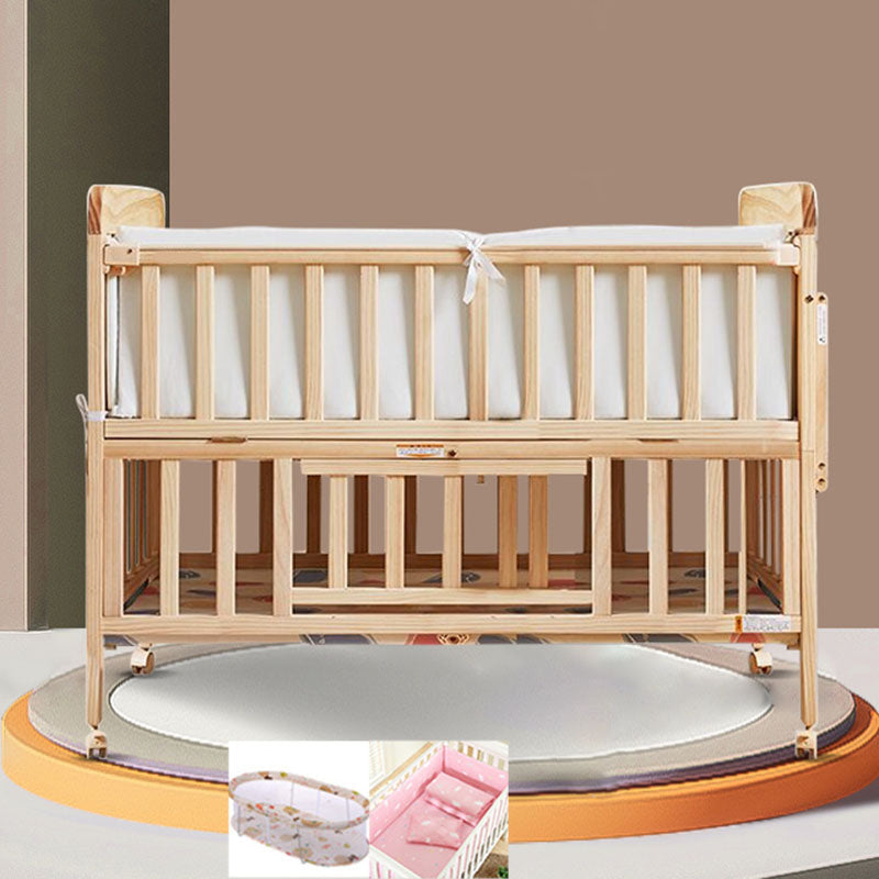 Farmhouse with Storage Baby Crib Wood Arched Crib with Casters