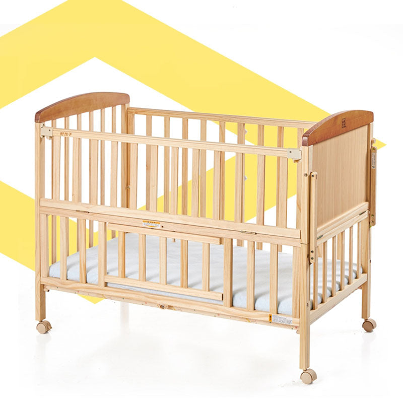 Farmhouse with Storage Baby Crib Wood Arched Crib with Casters
