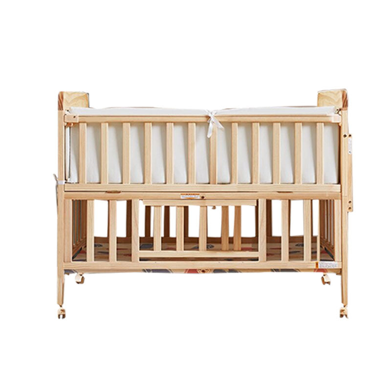 Farmhouse with Storage Baby Crib Wood Arched Crib with Casters