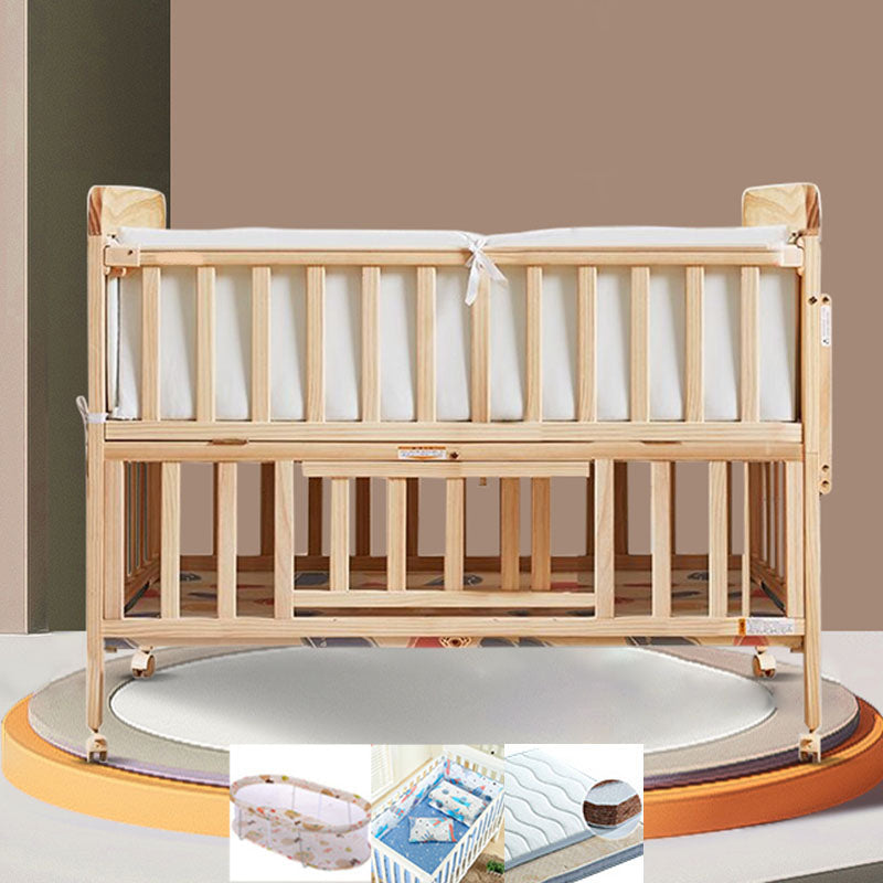 Farmhouse with Storage Baby Crib Wood Arched Crib with Casters