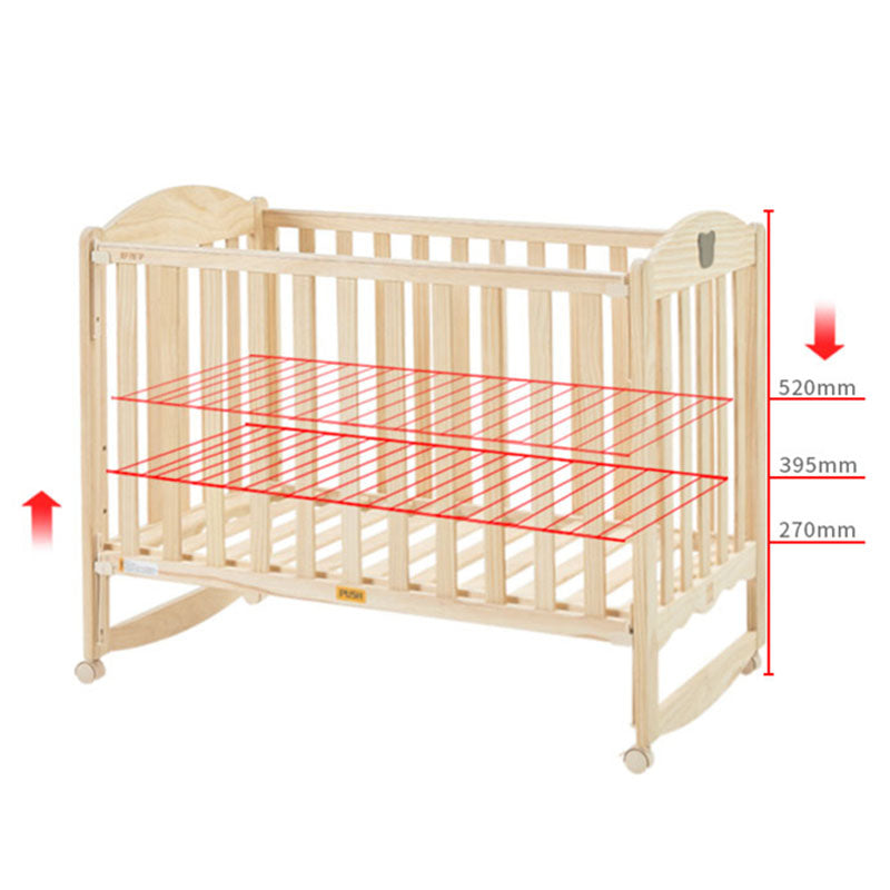 Farmhouse with Storage Baby Crib Wood Arched Crib with Casters