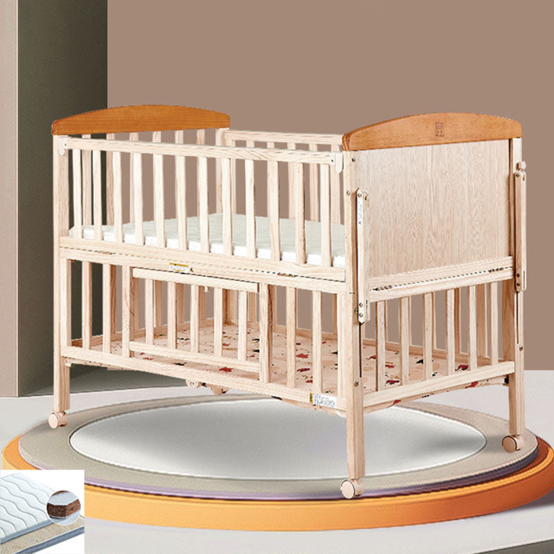 Farmhouse with Storage Baby Crib Wood Arched Crib with Casters