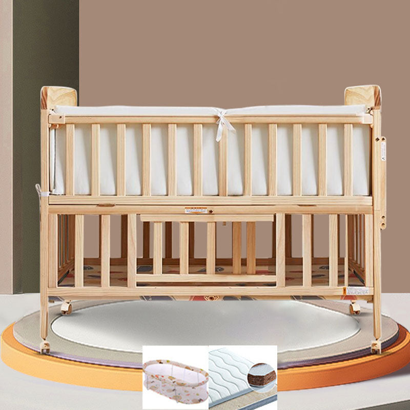Farmhouse with Storage Baby Crib Wood Arched Crib with Casters