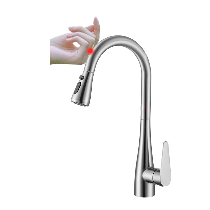 Touch Sensor Standard Kitchen Faucet Swivel Spout with Pull Down Sprayer
