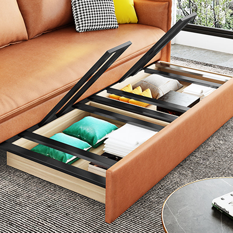 31" Wide Scandinavian Sleeper Sofa Futon Orange Foldable Sleeper Sofa