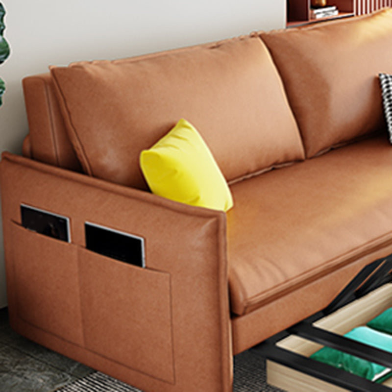 31" Wide Scandinavian Sleeper Sofa Futon Orange Foldable Sleeper Sofa