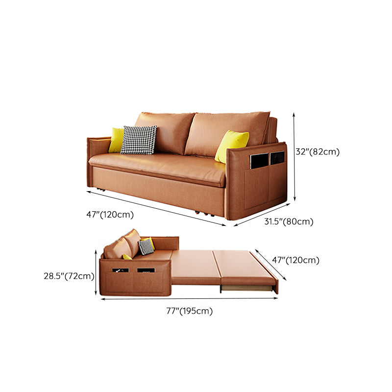31" Wide Scandinavian Sleeper Sofa Futon Orange Foldable Sleeper Sofa