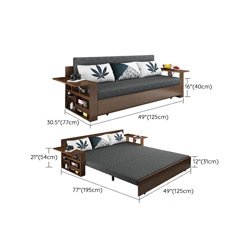 30" Wide Contemporary Sleeper Sofa Futon Gray Storage Sleeper Sofa