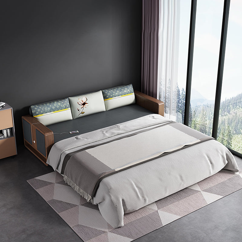 31" Wide Contemporary Sleeper Sofa Futon Gray Pillow Included Sleeper Sofa