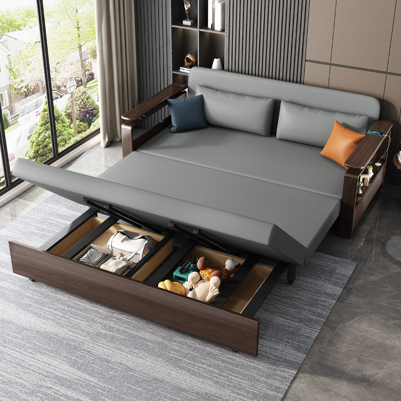 31" Wide Contemporary Sleeper Sofa Futon Gray Storage Sleeper Sofa