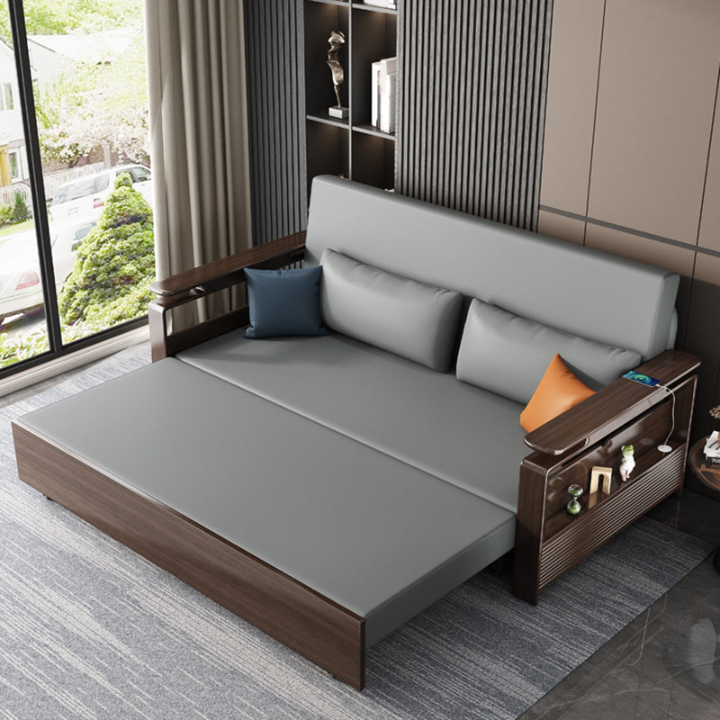 31" Wide Contemporary Sleeper Sofa Futon Gray Storage Sleeper Sofa