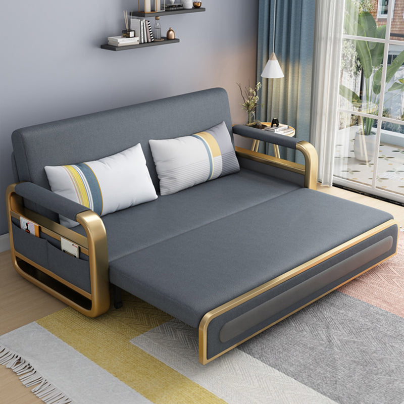 Pillow Back Square Arms Sleeper Sofa Faux Leather Futon Sleeper Sofa Bed with Storage