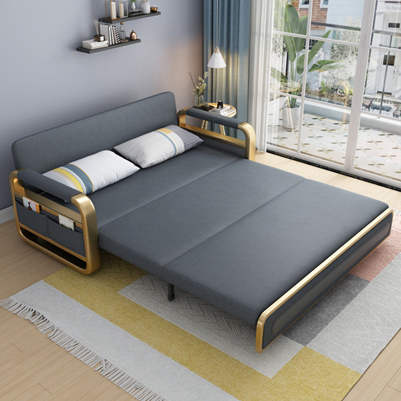 Pillow Back Square Arms Sleeper Sofa Faux Leather Futon Sleeper Sofa Bed with Storage