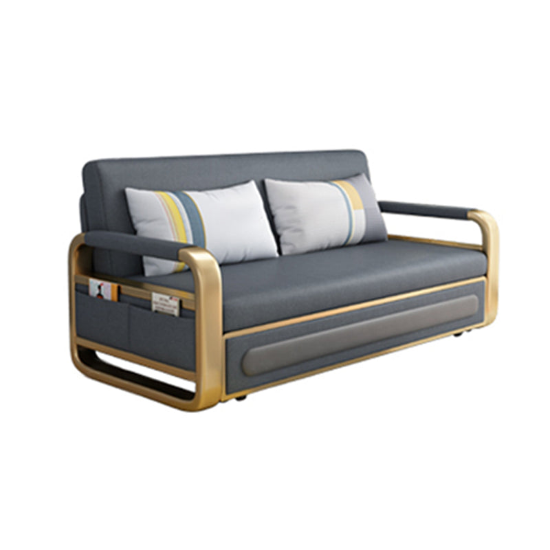 Pillow Back Square Arms Sleeper Sofa Faux Leather Futon Sleeper Sofa Bed with Storage