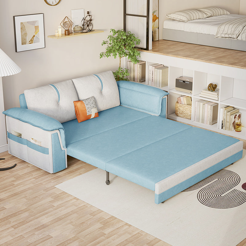 Pillow Back Sleeper Sofa Foldable Square Arms Futon Sleeper Sofa Bed