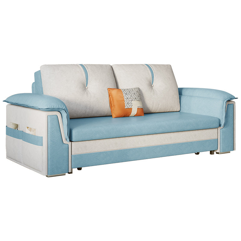 Pillow Back Sleeper Sofa Foldable Square Arms Futon Sleeper Sofa Bed