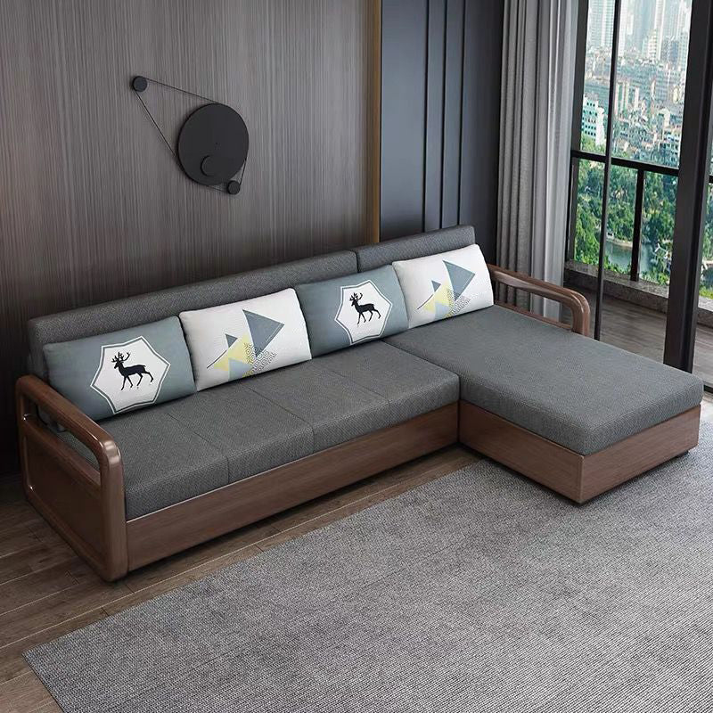 Modern Cotton Blend Sleeper Sofa Wood Frame Armless Sofa Bed