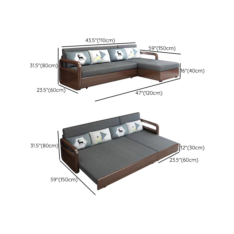 Modern Cotton Blend Sleeper Sofa Wood Frame Armless Sofa Bed