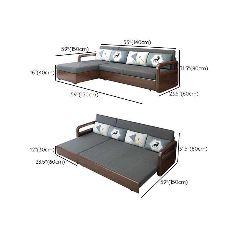 Modern Cotton Blend Sleeper Sofa Wood Frame Armless Sofa Bed