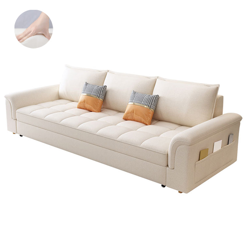 Modern Styled Metal Frame Sleeper Sofa Upholstered Square Arms Sofa Bed