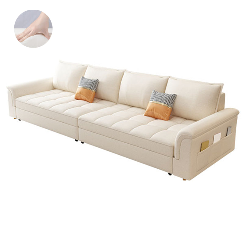 Modern Styled Metal Frame Sleeper Sofa Upholstered Square Arms Sofa Bed