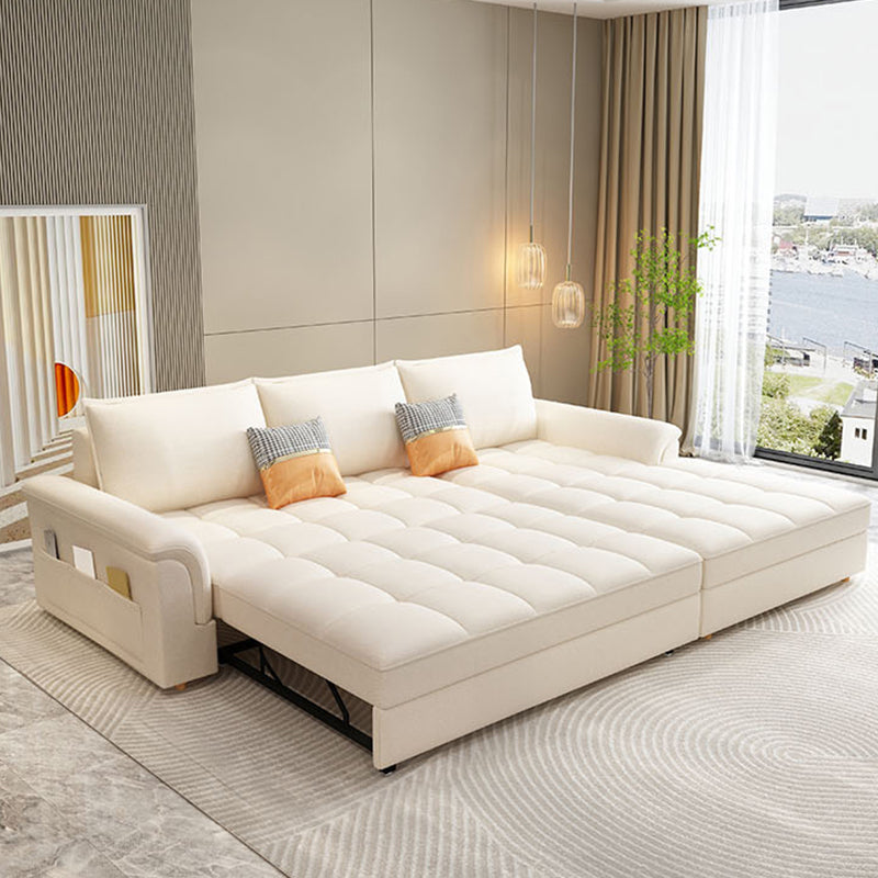 Modern Styled Metal Frame Sleeper Sofa Upholstered Square Arms Sofa Bed